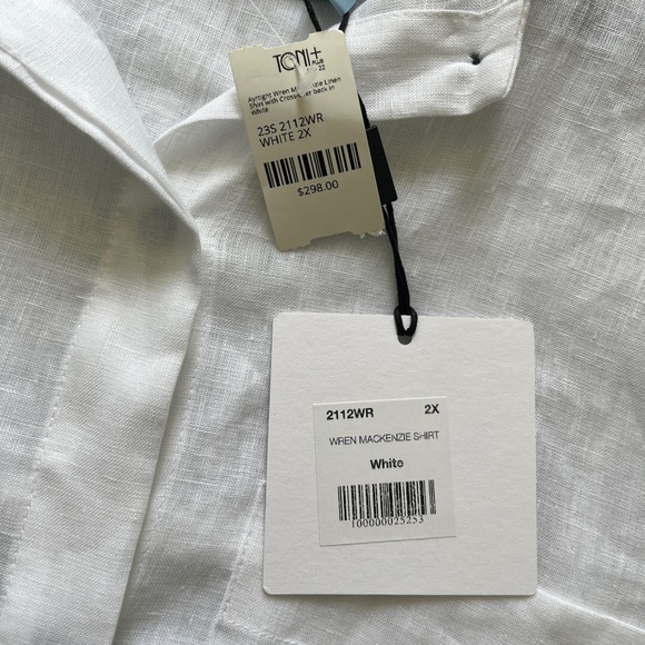 AYRTIGHT Wren Mackenzie Shirt Size XXL White Crispy NWT 100% Linen Summer Casual - Picture 7 of 8